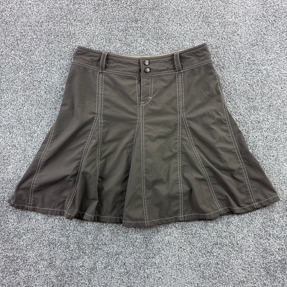 Athleta Whatever Skort Women's 4 Brown Contrast Stitch Hiking Activewear 683764‎